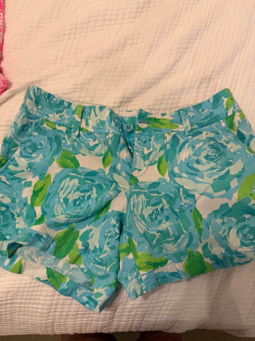 Lilly Pulitzer Aqua & Lime Floral Bermuda Shorts